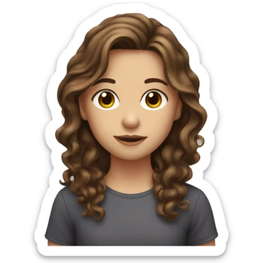 girl with long brown wavy hair and hazel eyes sticker