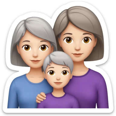 A mum with short Gray hair and her two adult daughters with Light brown hair sticker