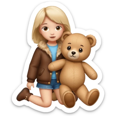 a full body of girl kid wearing fur clothing, playing teddy bear



















 sticker