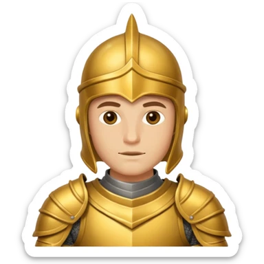 a knight in gold armor sticker