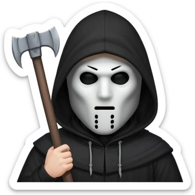 an executioner with a black hood/sheet on his face so we can't see his face but only his eyes and an axe in his hand sticker