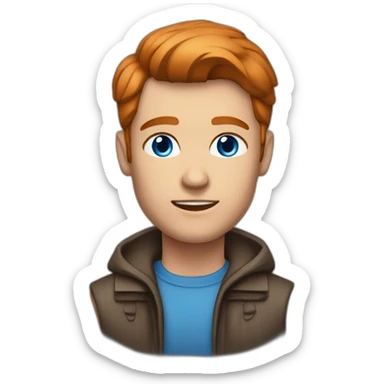 muscle blue eyes man slick coppery hair clean shaven sticker