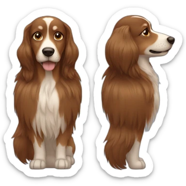 dog with long hair brown mid size and different shades of brown hair sticker