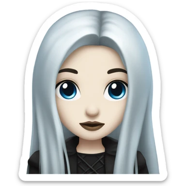 Goth girl pale skin, blue eyes and long black hair sticker