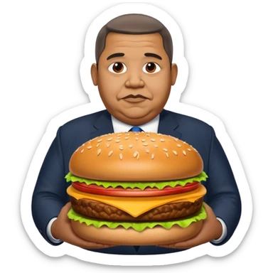 obese obama with giant hamburger sticker