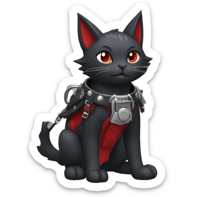 cool edgy black punk red ethereal fantasy nargacuga-bat-cat-Fakemon collar harness full body sticker