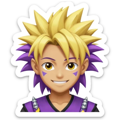 Yugi from Yu-Gi-Oh as an emoji, smiling, winking, Millennium Puzzle, anime style hair sticker