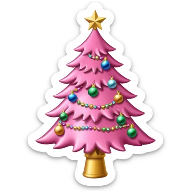 pink christmas tree sticker