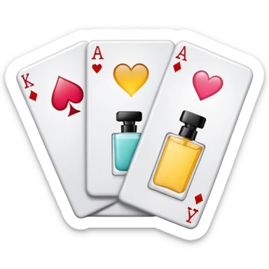 emoji of playing cards with illustrations of beauty products on them
 sticker