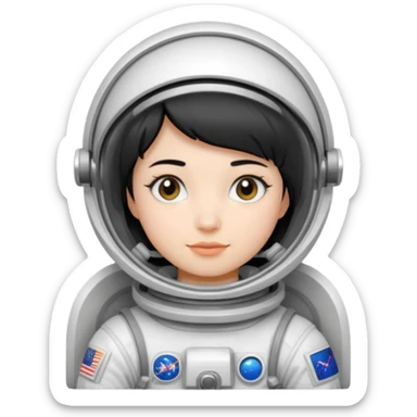 Young, female, astronaut suit, short black hair, white skin
 sticker