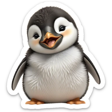Cinematic Cute Yawning Baby Penguin Portrait Emoji, Head tilted slightly with a dramatic, wide-open yawn, showcasing soft, cuddly feathers and sleepy, half-closed eyes brimming with drowsy contentment, Simplified yet irresistibly adorable features, highly detailed, glowing with a soft, cozy polar glow, high shine, relaxed yet expressive, stylized with a dash of whimsical charm, soft glowing outline, capturing the essence of a drowsy yet affectionate arctic cherub that appears ready to stretch out for a nap! sticker