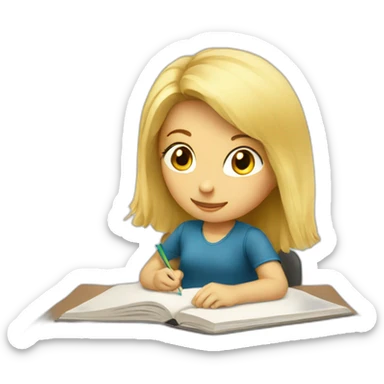 blonde girl studying sticker