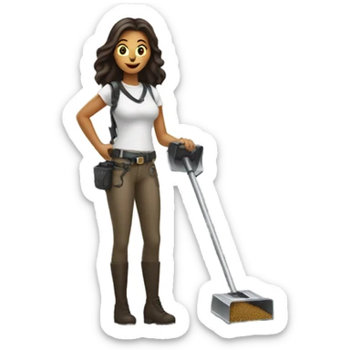 Pretty woman holding a metal detector dirt sticker