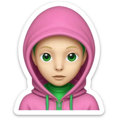 Hooded Pink Alien – Pink alien wearing a green hood.






 sticker