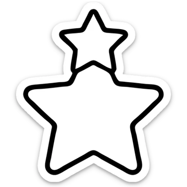 purple star with a yellow star on top, outlined icon style sticker