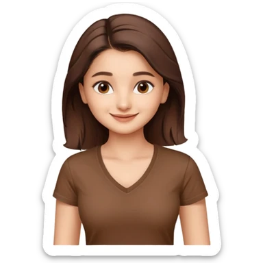 ipretty bratz emoji of alia bhatt wearing a V neck brown tshirt. She should look like Alia Bhatt sticker