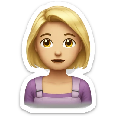 A sad girly working until midnight sticker