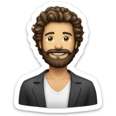 Homme cheveux brun barbe qui lève le doigt avec un bob sticker