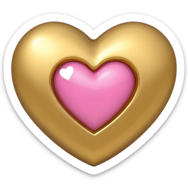 gold heart with one mini pink heart inside of it  sticker