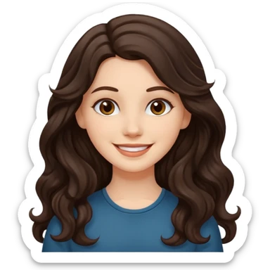 A white girl with long dark brown wave hair  sticker
