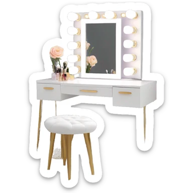 White makeup  vanity with led mirror  sticker