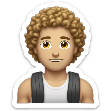 Gym white guy with curly hair sticker