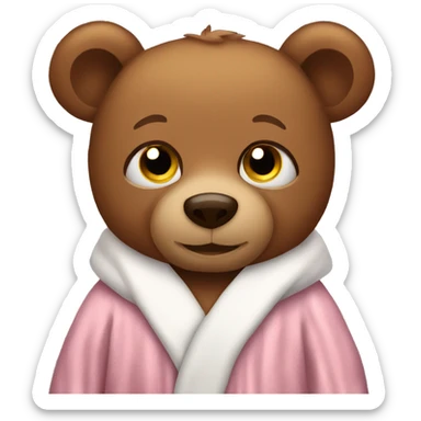 Brown Teddy bear wearing bath robe sticker