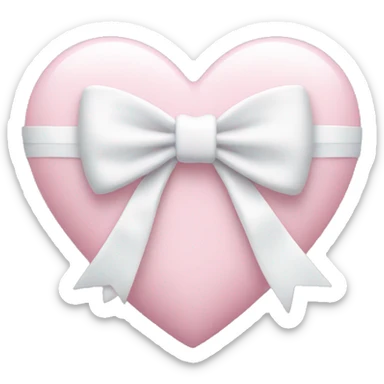 Pastel pink heart with white bow sticker