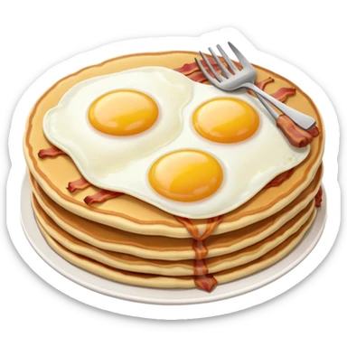 Pancakes and eggs and bacon sticker