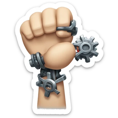 Cyborg arm only flexing bicep and forearm with gears and shocks sticker