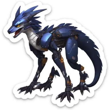 Full body Edgy Anthro Futuristic Mechanical Sergal-raptor-nargacuga-vernid sticker