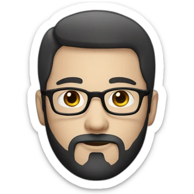 white man with round glasses and black straight short hair and short blackbeard sticker