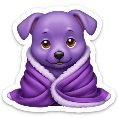 Purple dog in a blanket sticker