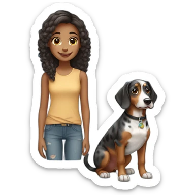 a girl with a teckel merle sticker