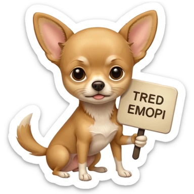Black Chihuahua holding a sign saying Tired sticker