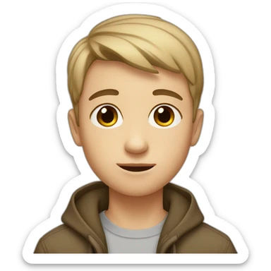 boy with short hair, complexion a little light but not too dark, black eyes sticker