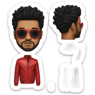the weeknd red costume with classes sticker