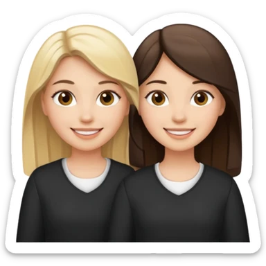 sisters  with blonde and dark brown hair just two girls sticker