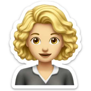 the teacher is a young blonde woman near the blackboard sticker