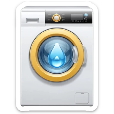 create an icon for white washing machine with big water drop in front sticker