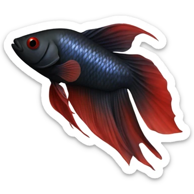 Fully Black with tiny red lines betta fish short fins sticker