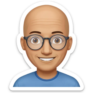 Bald moroccan man with glasses skinny sticker