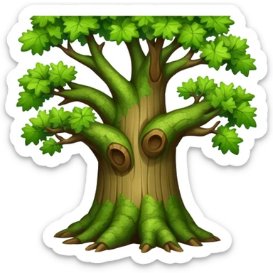 green oak tree with leafy branches sticker