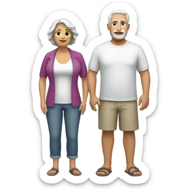 White heavyset middle-aged couple on the beach sticker