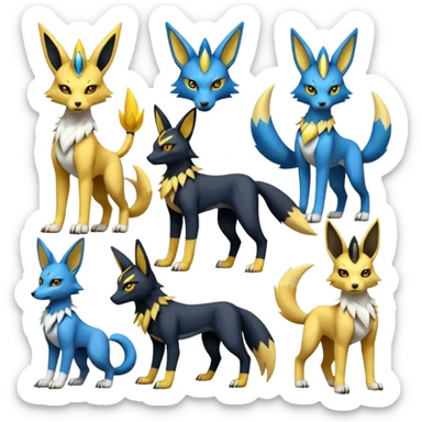 Zeraora-Anubis-Lucario-Umbreon-Renamon-Jolteon-hybrid-fusion-Fakémon-Pokémon-Digimon-creature (full body) sticker