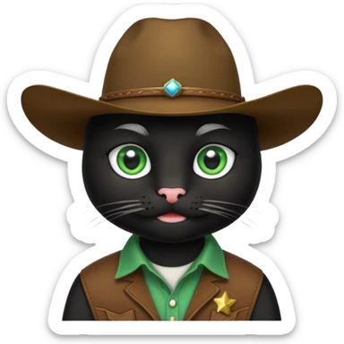 combine the cowboy empjis with a bclack cat emoji and make it have a black thick moustache sticker
