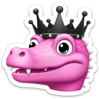 Pink crocodile wearing black tiara sticker