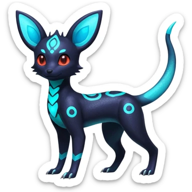 Shiny Aural Iridescent Fluorescent Bioluminescent Umbreon-Amaura-Salandit-Salamence-Fakémon-fusion (full body) sticker