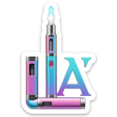 Letter A is designed in the style of an electronic cigarette (Vape theme) with dimensions of 512 by 512 sticker