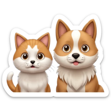 a dog and a cat hiding from fireworks sticker